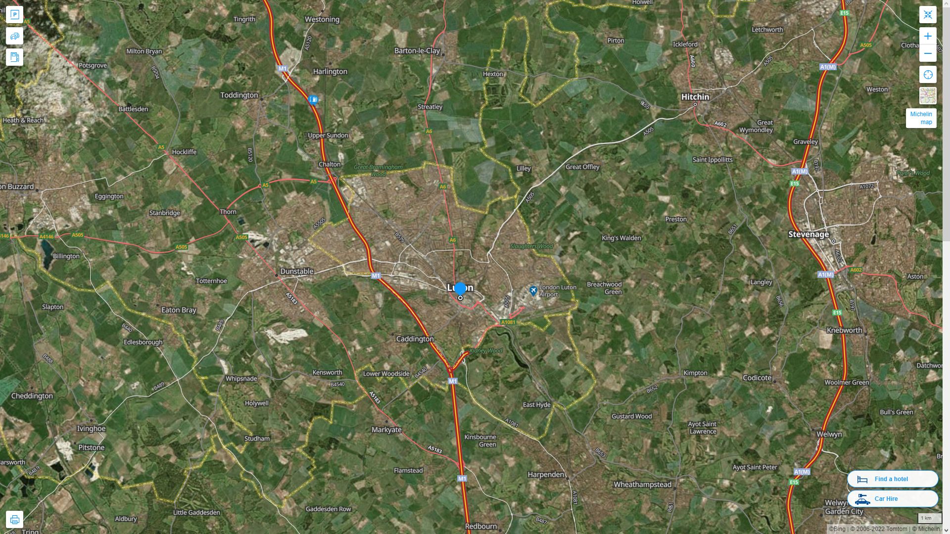 Luton Highway and Road Map with Satellite View